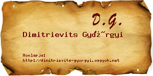 Dimitrievits Györgyi névjegykártya